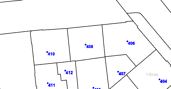 Parcela st. 408 v KÚ Veveří, Katastrální mapa