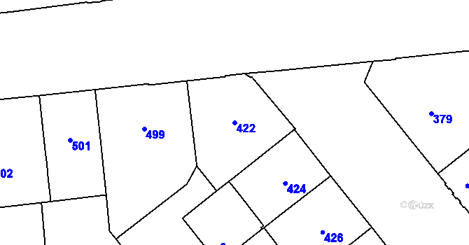 Parcela st. 422 v KÚ Veveří, Katastrální mapa