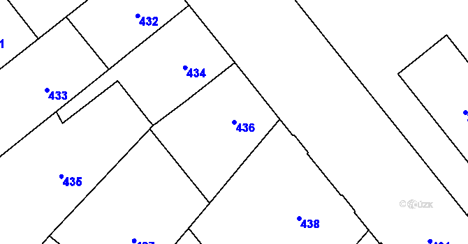 Parcela st. 436 v KÚ Veveří, Katastrální mapa