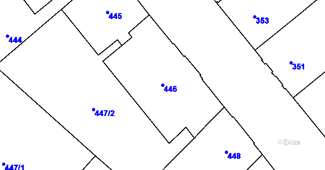 Parcela st. 446 v KÚ Veveří, Katastrální mapa