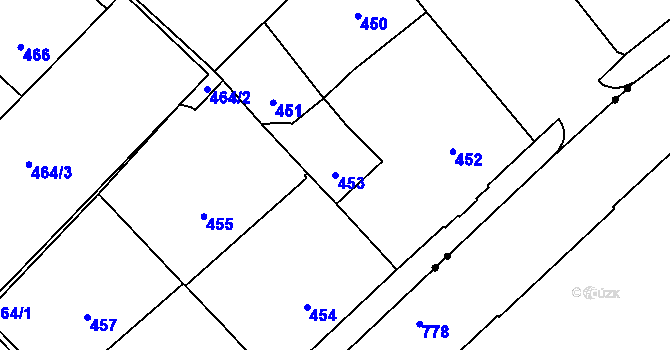 Parcela st. 453 v KÚ Veveří, Katastrální mapa