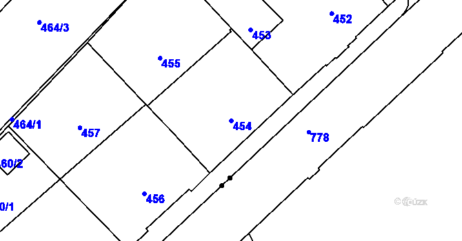 Parcela st. 454 v KÚ Veveří, Katastrální mapa