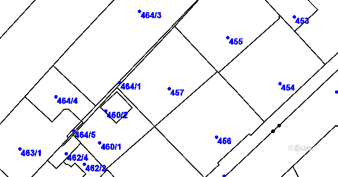 Parcela st. 457 v KÚ Veveří, Katastrální mapa