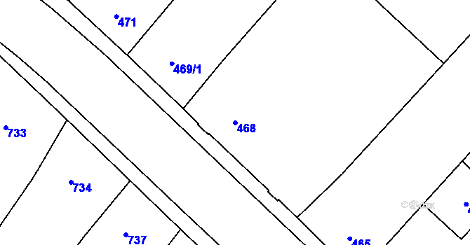 Parcela st. 468 v KÚ Veveří, Katastrální mapa