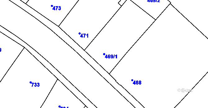 Parcela st. 469/1 v KÚ Veveří, Katastrální mapa