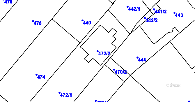 Parcela st. 472/2 v KÚ Veveří, Katastrální mapa