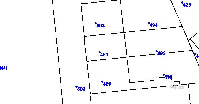 Parcela st. 491 v KÚ Veveří, Katastrální mapa
