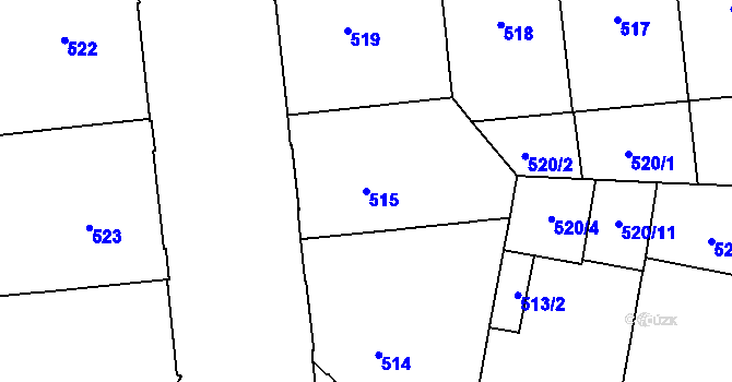 Parcela st. 515 v KÚ Veveří, Katastrální mapa