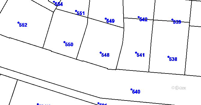 Parcela st. 548 v KÚ Veveří, Katastrální mapa