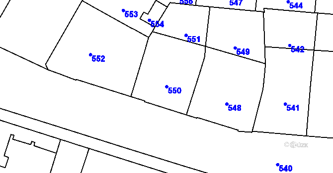 Parcela st. 550 v KÚ Veveří, Katastrální mapa