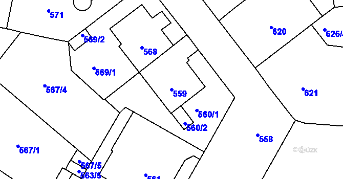 Parcela st. 559 v KÚ Veveří, Katastrální mapa