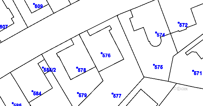 Parcela st. 576 v KÚ Veveří, Katastrální mapa