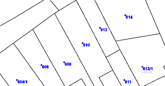 Parcela st. 610 v KÚ Veveří, Katastrální mapa