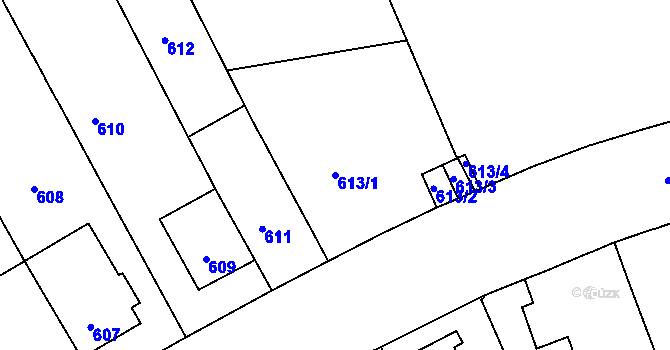 Parcela st. 613/1 v KÚ Veveří, Katastrální mapa