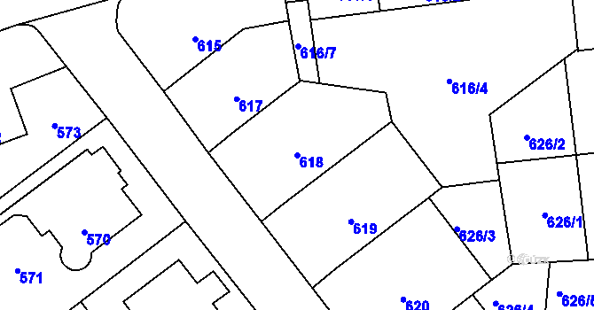 Parcela st. 618 v KÚ Veveří, Katastrální mapa