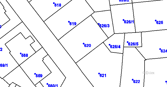 Parcela st. 620 v KÚ Veveří, Katastrální mapa