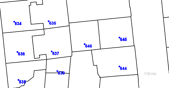 Parcela st. 646 v KÚ Veveří, Katastrální mapa