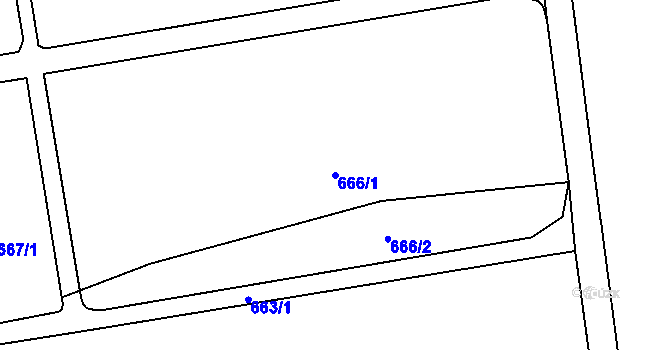 Parcela st. 666/1 v KÚ Veveří, Katastrální mapa