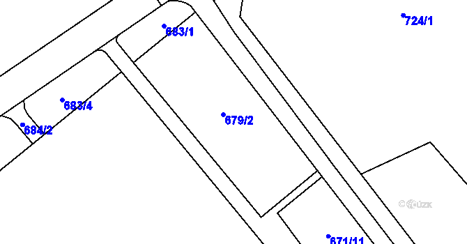 Parcela st. 679/2 v KÚ Veveří, Katastrální mapa
