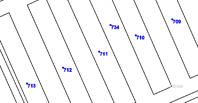Parcela st. 711 v KÚ Veveří, Katastrální mapa