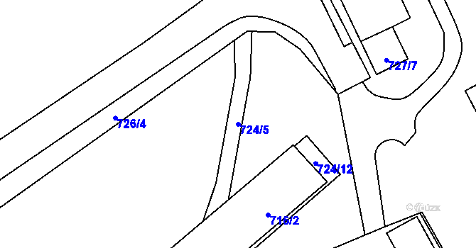 Parcela st. 724/5 v KÚ Veveří, Katastrální mapa