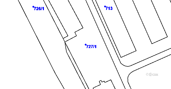 Parcela st. 727/1 v KÚ Veveří, Katastrální mapa