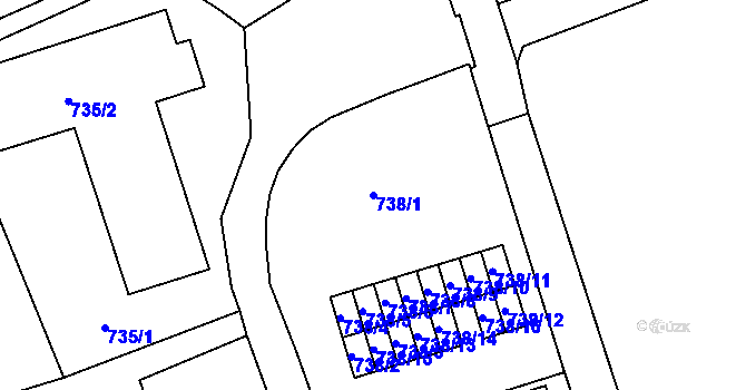 Parcela st. 738/1 v KÚ Veveří, Katastrální mapa