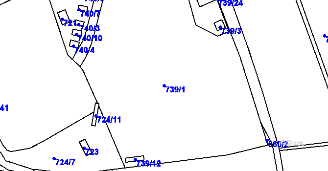 Parcela st. 739/1 v KÚ Veveří, Katastrální mapa