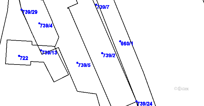 Parcela st. 739/2 v KÚ Veveří, Katastrální mapa