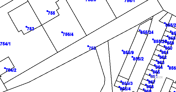 Parcela st. 752 v KÚ Veveří, Katastrální mapa