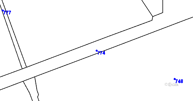 Parcela st. 774 v KÚ Veveří, Katastrální mapa