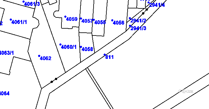 Parcela st. 811 v KÚ Veveří, Katastrální mapa