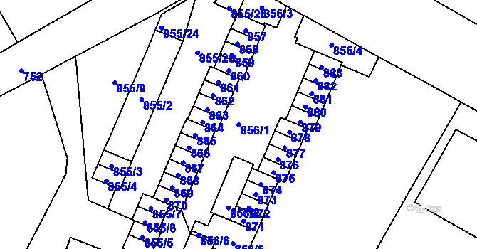 Parcela st. 856/1 v KÚ Veveří, Katastrální mapa