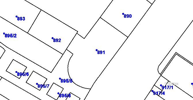 Parcela st. 891 v KÚ Veveří, Katastrální mapa