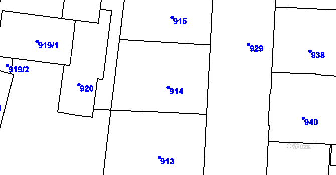 Parcela st. 914 v KÚ Veveří, Katastrální mapa