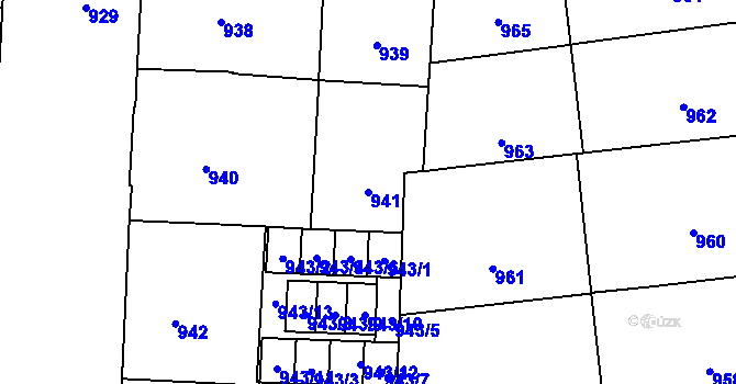 Parcela st. 941 v KÚ Veveří, Katastrální mapa