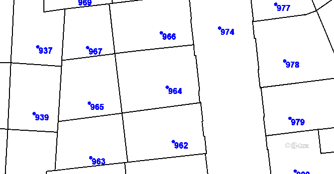 Parcela st. 964 v KÚ Veveří, Katastrální mapa