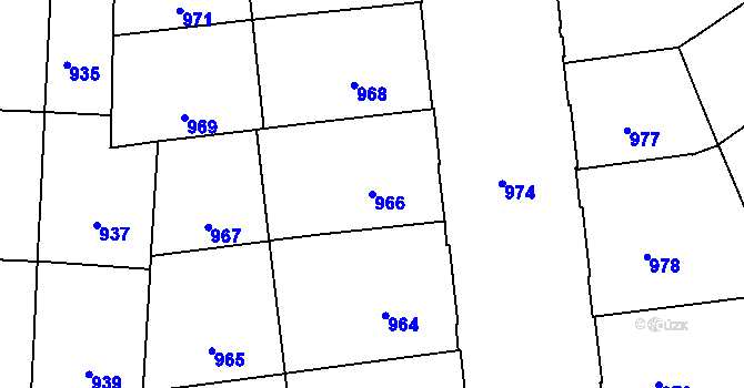 Parcela st. 966 v KÚ Veveří, Katastrální mapa