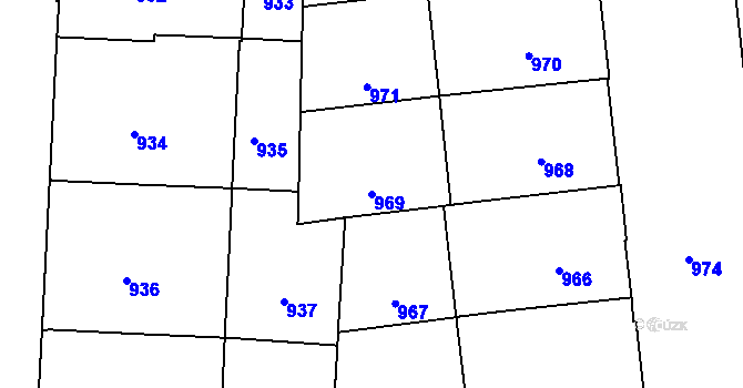 Parcela st. 969 v KÚ Veveří, Katastrální mapa