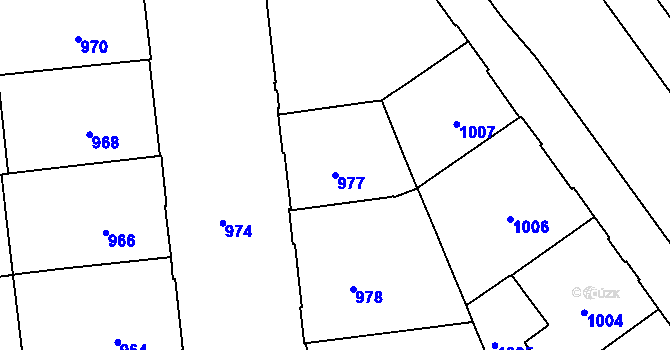 Parcela st. 977 v KÚ Veveří, Katastrální mapa