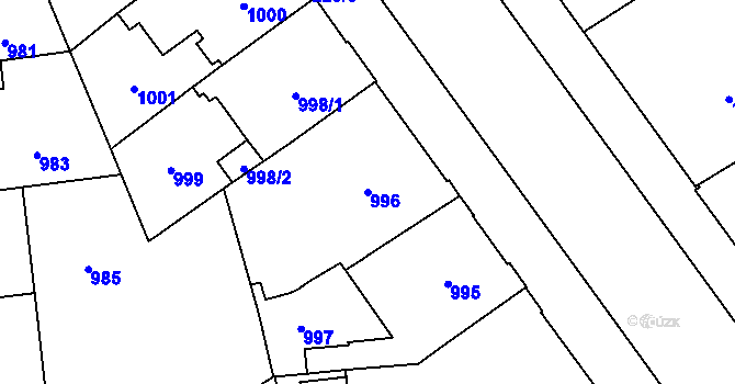 Parcela st. 996 v KÚ Veveří, Katastrální mapa