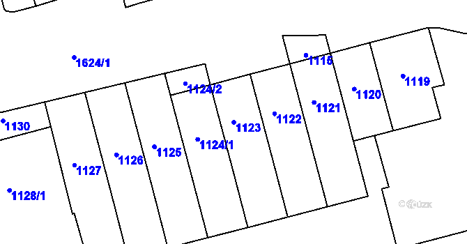 Parcela st. 1123 v KÚ Veveří, Katastrální mapa