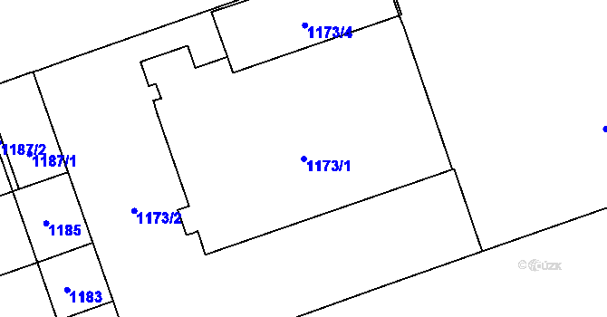 Parcela st. 1173/1 v KÚ Veveří, Katastrální mapa