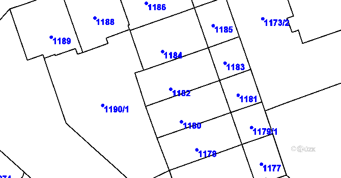 Parcela st. 1182 v KÚ Veveří, Katastrální mapa