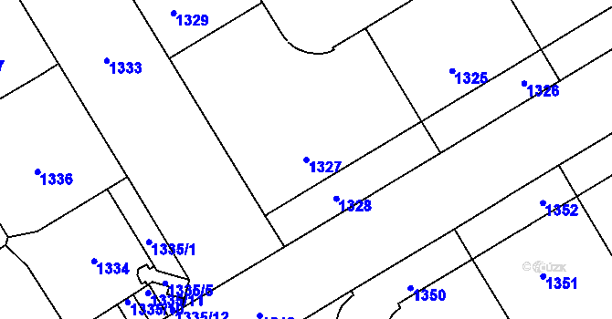 Parcela st. 1327 v KÚ Veveří, Katastrální mapa