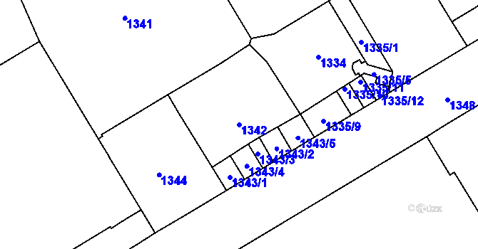 Parcela st. 1342 v KÚ Veveří, Katastrální mapa