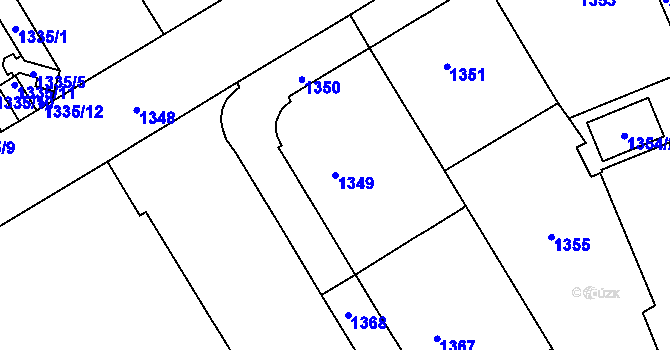 Parcela st. 1349 v KÚ Veveří, Katastrální mapa