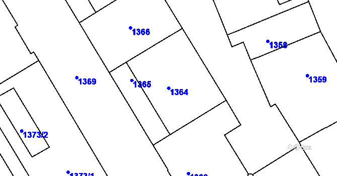 Parcela st. 1364 v KÚ Veveří, Katastrální mapa