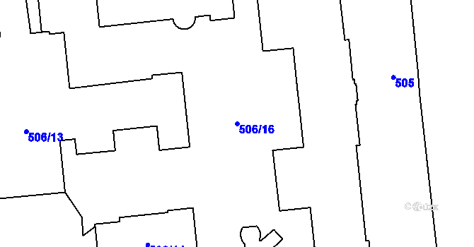 Parcela st. 506/16 v KÚ Veveří, Katastrální mapa