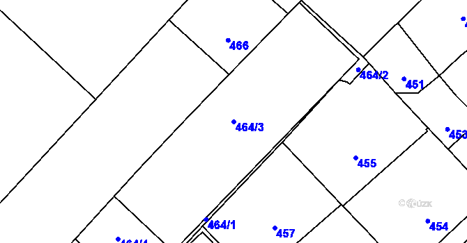 Parcela st. 464/3 v KÚ Veveří, Katastrální mapa